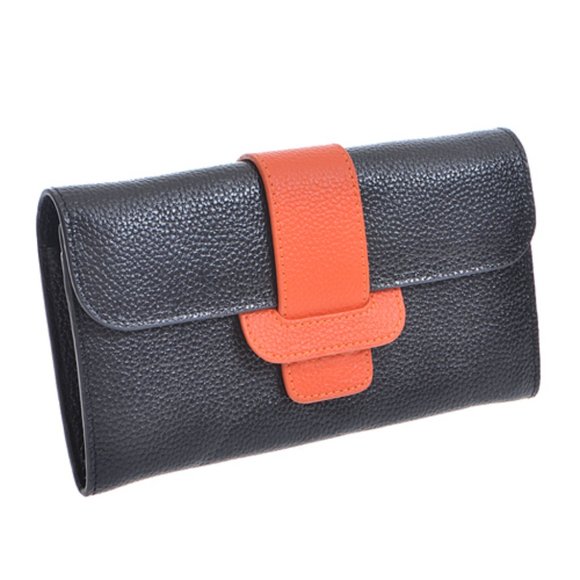 ORANGE LEATHER TWO TONE WALLET OR CLUTCH - Picture 15 of 16